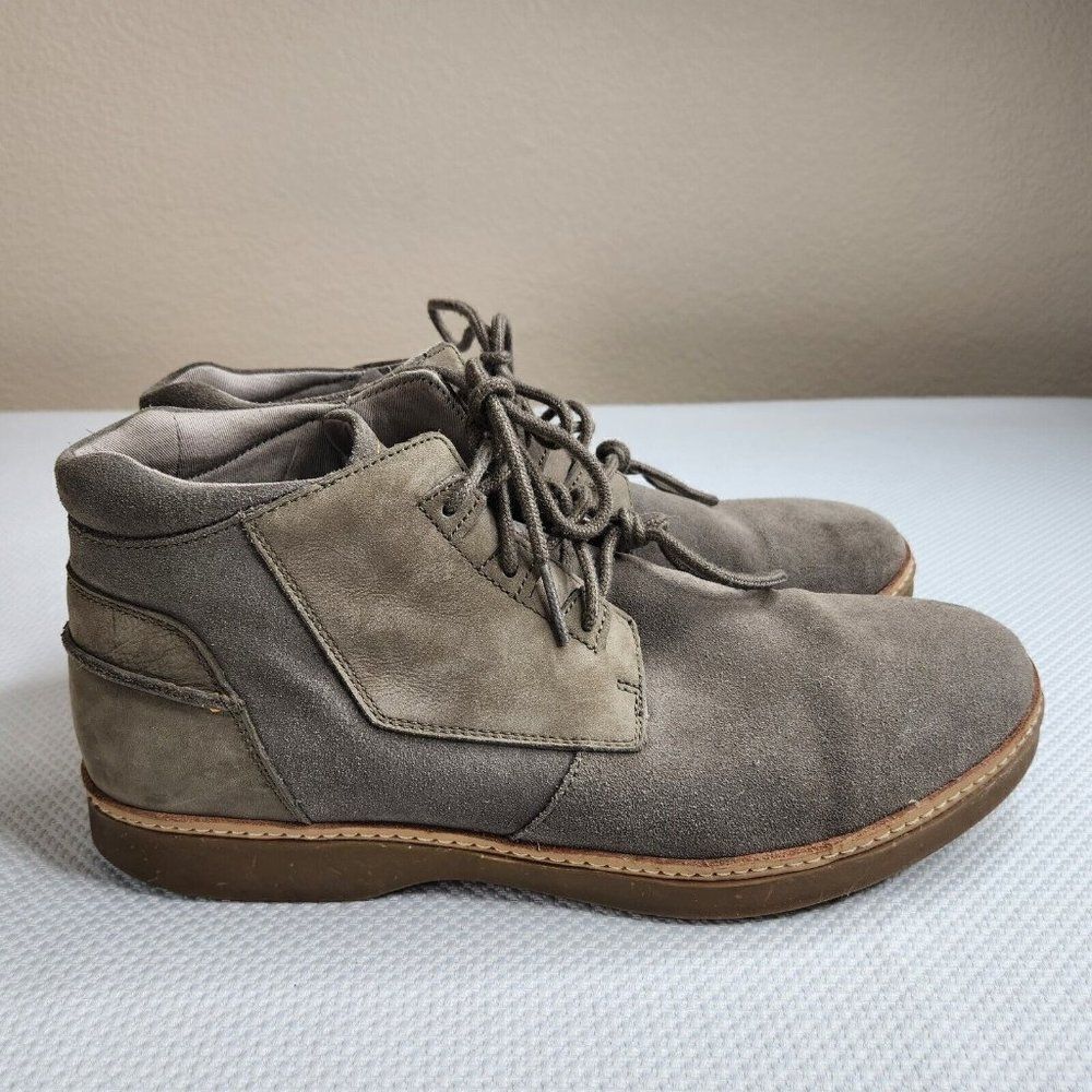Ahnu Chukka Boots Broderick Mens 12 Lace Up Leather Brown Taupe Ankle Suede